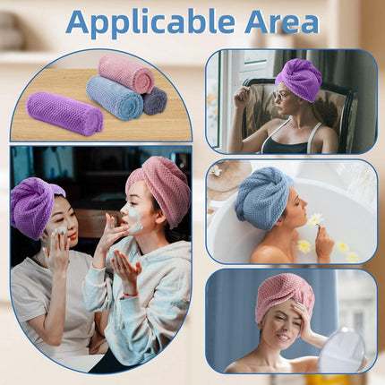 Towels - 4 pcs - Wet Hair Towel - Dry Hair Towel - Long Hair Headband - Women's Towels - Bathroom Amenities.