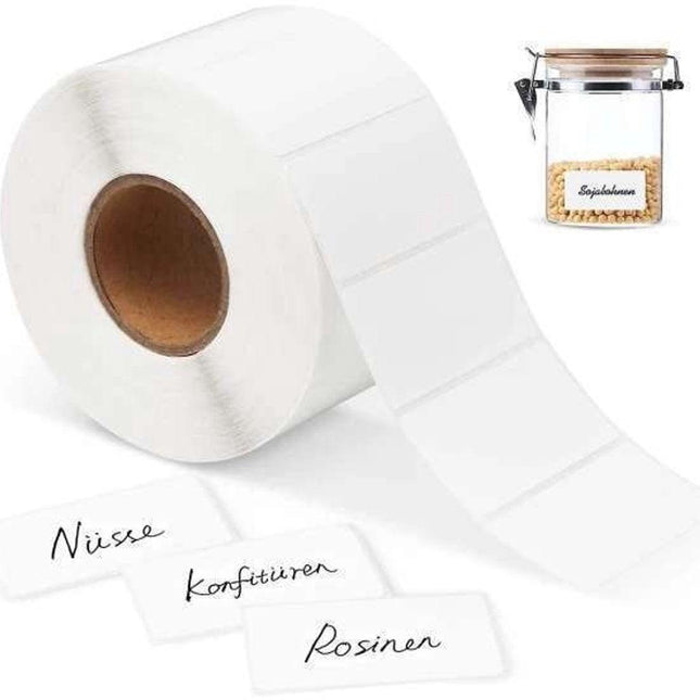 White self-adhesive labels - 1000 sheets - Label stickers - Freezer labels - Printing paper - 6x3cm - Date labels - Writable labels - Best before and canning labels.