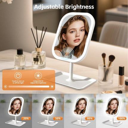 Make-up Mirror with Light - 3 Light Colors - Dimmable - Mirror with Lights - Smart Touch - USB Charging Port.