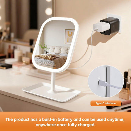 Make-up Mirror with Light - 3 Light Colors - Dimmable - Mirror with Lights - Smart Touch - USB Charging Port.