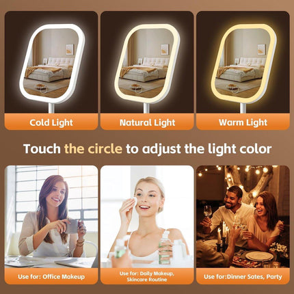 Make-up Mirror with Light - 3 Light Colors - Dimmable - Mirror with Lights - Smart Touch - USB Charging Port.