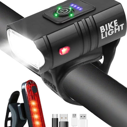Bicycle Lights - Bicycle Headlights - Bicycle Rear Lights - Bicycle Lighting Sets - 6 Light Modes - USB Rechargeable - IPX5 Waterproof - Mountain Bike Lighting.