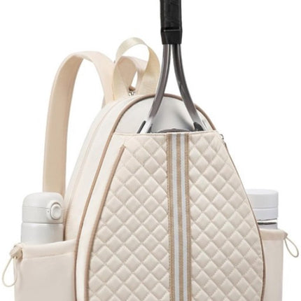 Backpack - Sports Bag - Tennis Bag - Shoulder Bag - Lightweight - Multifunctional - Women's Sports Bag - Men's Sports Bag - Suitable for carrying tennis rackets, tennis balls and badminton shuttlecocks - Large Capacity - Beige.
