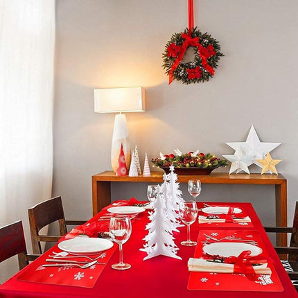 Placemats - Set of 12 - Christmas placemats - including coasters, Christmas placemats - heat-resistant and waterproof - suitable for Christmas parties and table decorations (Red).