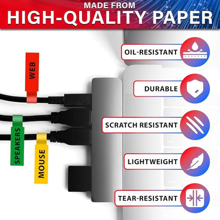 240 pcs Cable Labels, Waterproof Labels - Waterproof Wire Labels, Writable Stickers, Identification Labels, Wire Labels (8 sheets/sheet), Laser Printer Labels, Charger Labels.