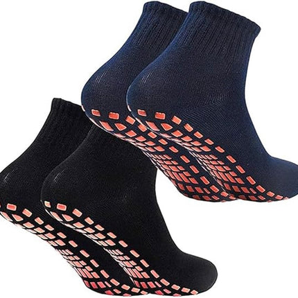 Yoga Socks - 2 Pairs of Non-Slip Socks - Barefoot - Yoga Socks - Non-Slip - Pilates - Home - Socks with Embossed Dots - Black - Navy Blue.