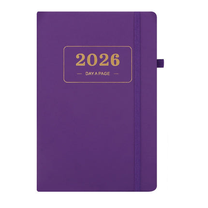 2026 Daily Planner – 2026 Adult Agenda – 1 Day on 1 Page – 365 Day Planner & Notebook – 14.0*20.8cm – Purple.