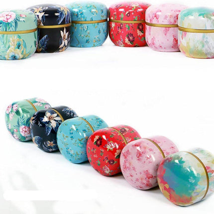 Tea Box | Tea Box - Round Tins - Vintage - 6-Pack - 10 oz Tea Box Loose Tea | Vintage style storage containers for loose tea and herbs, coffee beans, spices, and sugar - Style A.