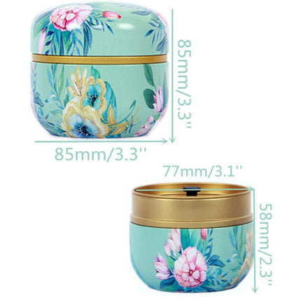 Tea Box | Tea Box - Round Tins - Vintage - 6-Pack - 10 oz Tea Box Loose Tea | Vintage style storage containers for loose tea and herbs, coffee beans, spices, and sugar - Style A.
