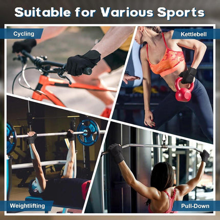 Fitness Gloves - Sports Gloves - Fingerless Gloves - Running Gloves - Unisex - Breathable and comfortable - With wrist support - Suitable for weightlifting, cycling, rowing and fitness training - Black, size L.