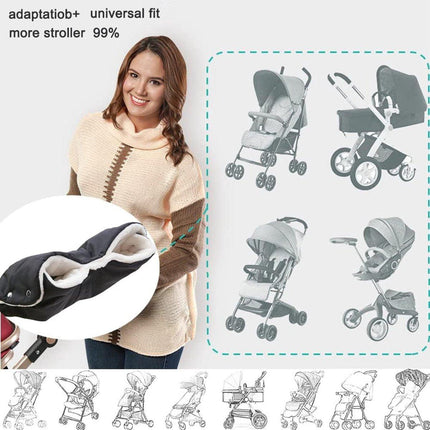 Fleece Stroller Gloves - Waterproof, Windproof, Frost-Resistant, Thickened and Warm - Winter Stroller Gloves (Black).