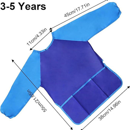 2-pack children's aprons - waterproof aprons for boys/girls - craft aprons for children - with sleeves and pockets (38 * 55 cm).