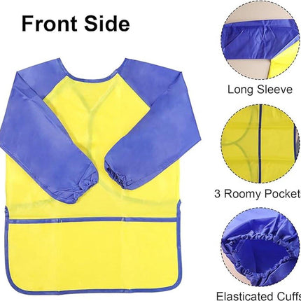 2-pack children's aprons - waterproof aprons for boys/girls - craft aprons for children - with sleeves and pockets (38 * 55 cm).