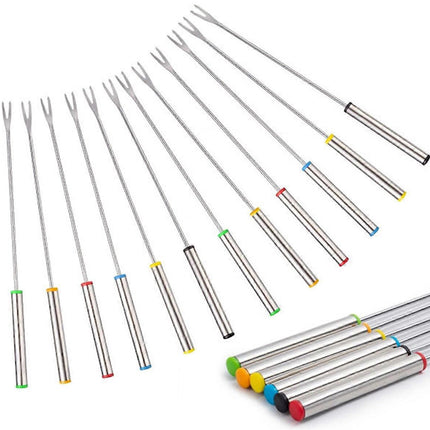 Stainless Steel Fondue Forks - Cheese Fondue Forks, Fruit Forks Stainless Steel - 12 Pieces, 24 cm.
