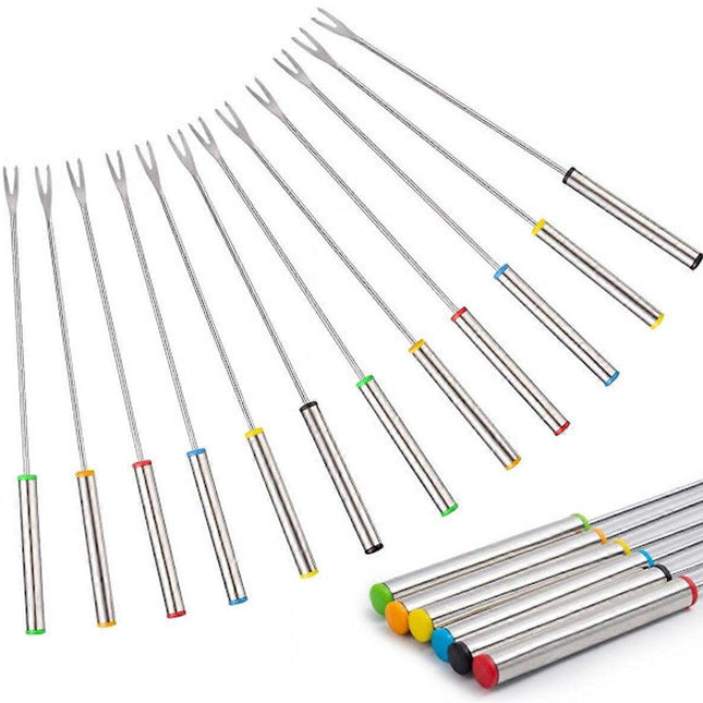 Stainless Steel Fondue Forks - Cheese Fondue Forks, Fruit Forks Stainless Steel - 12 Pieces, 24 cm.