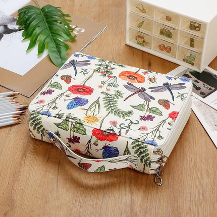 Pencil Case - Large Capacity | Colored Pencils | Pencils | Zippered - Three-Layer Pencil Case - Pencil Storage Bag - Holds 120 Pencils - White.