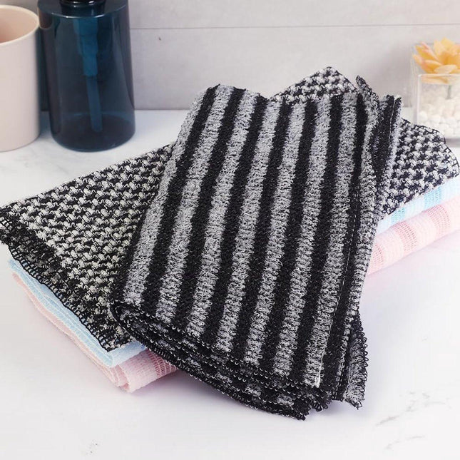 Back Scrubber Set | 2-Piece Exfoliating Shower Towel | Extra Long Exfoliating Washcloth for Men and Women - Scrub Cloth for Body Cleansing and Massage (Black-A).