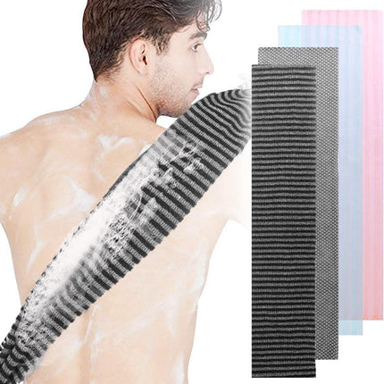 Back Scrubber Set | 2-Piece Exfoliating Shower Towel | Extra Long Exfoliating Washcloth for Men and Women - Scrub Cloth for Body Cleansing and Massage (Black-A).
