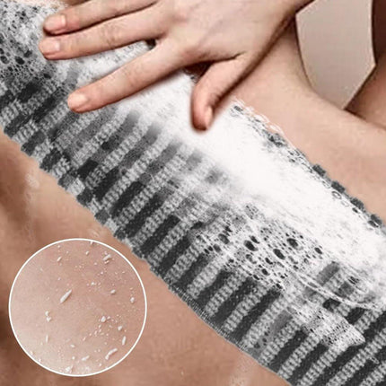 Back Scrubber Set | 2-Piece Exfoliating Shower Towel | Extra Long Exfoliating Washcloth for Men and Women - Scrub Cloth for Body Cleansing and Massage (Black-A).