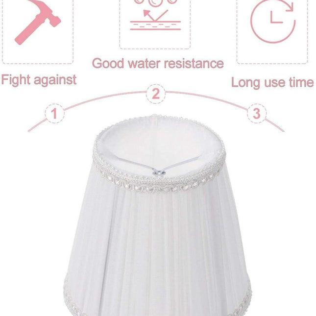 Lampshade - Table Lampshade - White Pleated Tubular Lampshade - Small - Suitable for Table Lamps and Floor Lamps - 13.5x10cm.
