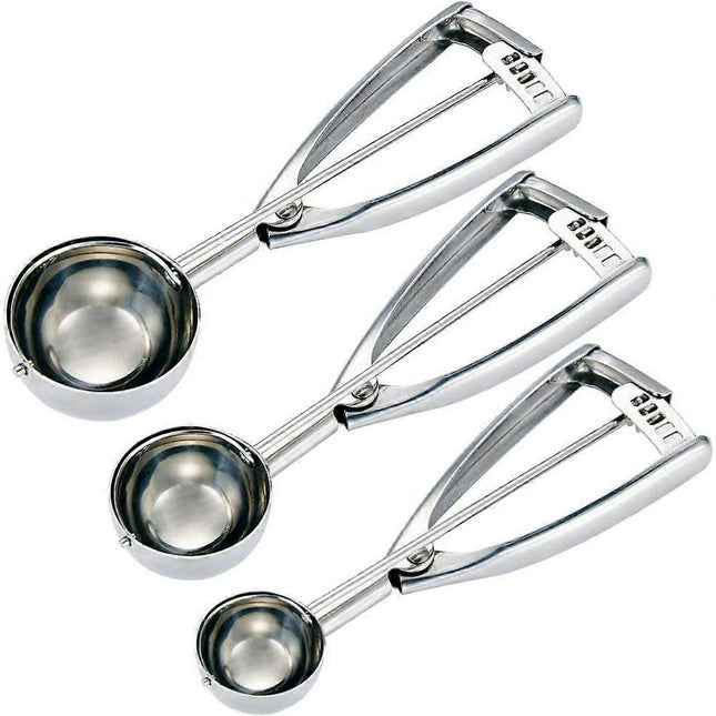 Ice Cream Scoop Set - Small/1 scoop, Medium/2 scoops, Large/3 scoops.