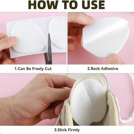 6 Double Felt Tongue Pads - Tongue Pads - Soft, Sticky Insoles - Adjustable, Unisex, Non-Slip Tongue Pads - Suitable for Loose Footwear (White).