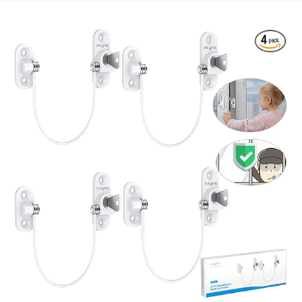 Window Locks - 4-pack window locks, window stops, child-proof window locks, door locks - White.