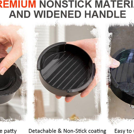 3-in-1 Hamburger and Hamburger Press - Hamburger Mold - Non-stick, Durable Patty Maker for Stuffed Burgers and Sliders - Easy to Clean - Black.