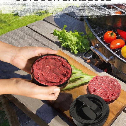 3-in-1 Hamburger and Hamburger Press - Hamburger Mold - Non-stick, Durable Patty Maker for Stuffed Burgers and Sliders - Easy to Clean - Black.