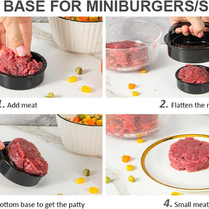 3-in-1 Hamburger and Hamburger Press - Hamburger Mold - Non-stick, Durable Patty Maker for Stuffed Burgers and Sliders - Easy to Clean - Black.