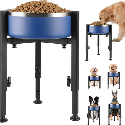 Dog Food Bowl Stand - Metal Elevated Dog Food Dispenser - Adjustable Dog Food Bowl Stand - Suitable for Large, Medium, and Small Dogs - Black (food bowl not included).
