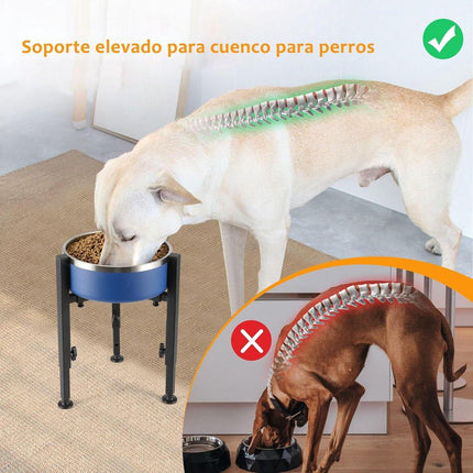 Dog Food Bowl Stand - Metal Elevated Dog Food Dispenser - Adjustable Dog Food Bowl Stand - Suitable for Large, Medium, and Small Dogs - Black (food bowl not included).