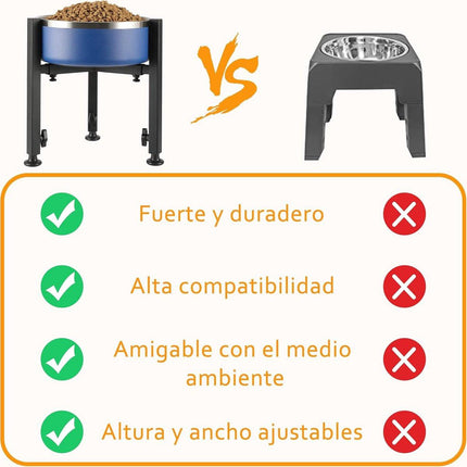 Dog Food Bowl Stand - Metal Elevated Dog Food Dispenser - Adjustable Dog Food Bowl Stand - Suitable for Large, Medium, and Small Dogs - Black (food bowl not included).