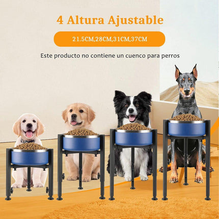 Dog Food Bowl Stand - Metal Elevated Dog Food Dispenser - Adjustable Dog Food Bowl Stand - Suitable for Large, Medium, and Small Dogs - Black (food bowl not included).