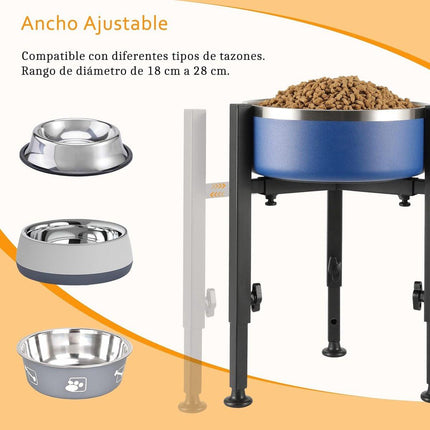 Dog Food Bowl Stand - Metal Elevated Dog Food Dispenser - Adjustable Dog Food Bowl Stand - Suitable for Large, Medium, and Small Dogs - Black (food bowl not included).