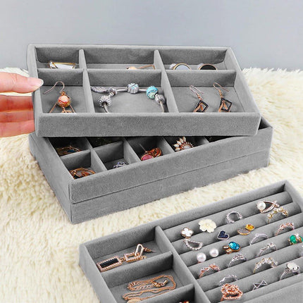 Jewelry Drawer Organizer - 4-Pack Stackable Jewelry Drawers - Jewelry Storage Organizer, Earrings, Necklace, Bracelet, Ring Holder.