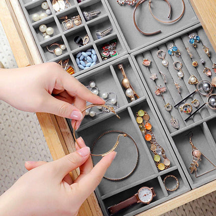 Jewelry Drawer Organizer - 4-Pack Stackable Jewelry Drawers - Jewelry Storage Organizer, Earrings, Necklace, Bracelet, Ring Holder.