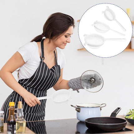 Filter - Strainer - Strainer Set - Strainer Set - Three-Piece Strainer Set with Handles - Kitchen Strainer - Milk Strainer - Suitable for Camellia Milk Tea (3, 4, 5.5 inches).