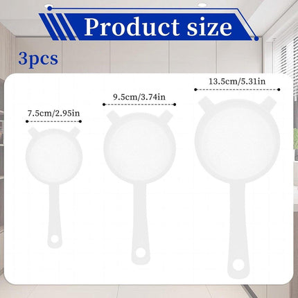 Filter - Strainer - Strainer Set - Strainer Set - Three-Piece Strainer Set with Handles - Kitchen Strainer - Milk Strainer - Suitable for Camellia Milk Tea (3, 4, 5.5 inches).
