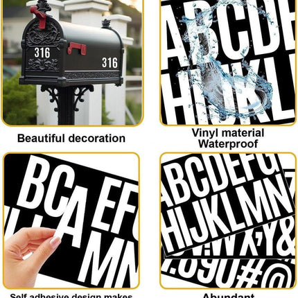 letter stickers - 10-sheet vinyl letter stickers - 2-inch self-adhesive alphabet and number stickers - waterproof - suitable for mailboxes, windows, doors, cars, boats, house numbers (white).