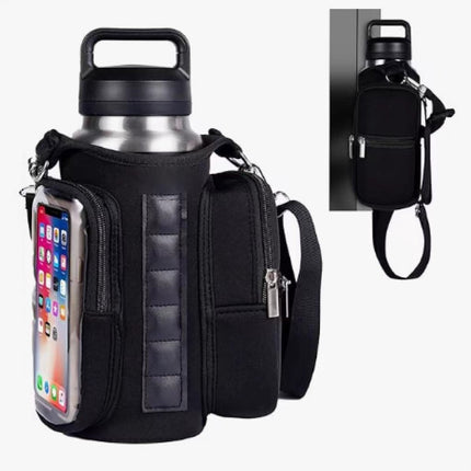 Magnetic Sports Bag with Adjustable Shoulder Strap - Includes Water Bottle Holder and Pocket - for Sports, Workouts, Travel & Work（Black）.