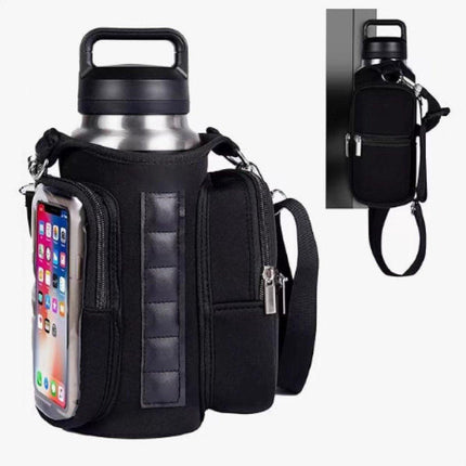 Magnetic Sports Bag with Adjustable Shoulder Strap - Includes Water Bottle Holder and Pocket - for Sports, Workouts, Travel & Work（Black）.