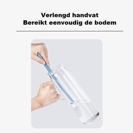 Silicone Bottle Brush - Long Handle 31cm for Deep Cleaning - Soft yet Effective Brush Head - Suitable for Milk Bottles and Tall Glasses.