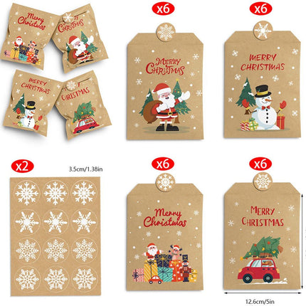 24 pcs - Christmas mini envelopes - paper bags - Christmas decorations and packaging - gift bags - Christmas storage bags.