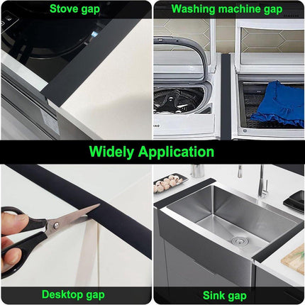 Sealing Strip for Hobs - Silicone Sealing Strip - Gap Filler Strip - Seals gaps between kitchen countertops, appliances, stoves, ovens, washing machines and dryers - Set of 2 (White).