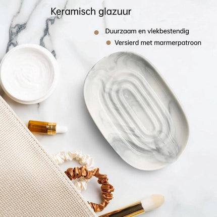 Soap Dish - Ceramic Soap Dish - Non-Slip Marble Soap Dish - Bathroom Soap Holder - Suitable for Bathroom, Shower, Kitchen and Travel..
