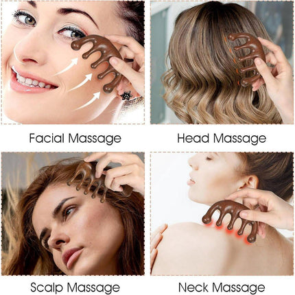2-Piece Scalp Massage Comb Set - Wooden Wide-Tooth Comb - Wooden Scalp Massage Comb Unisex.