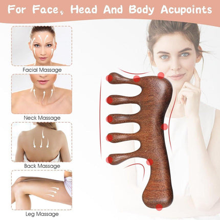 2-Piece Scalp Massage Comb Set - Wooden Wide-Tooth Comb - Wooden Scalp Massage Comb Unisex.