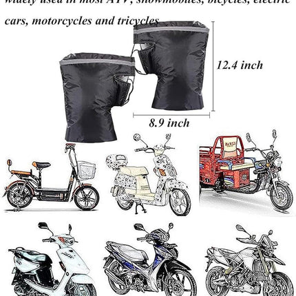 Hand Muffs - Extra Padded Cycling Gloves - Warm Gloves - Cycling Muffs - Scooter Gloves - Hand Warmers - Cycling Accessories - Winter - Windproof - Waterproof - Black.