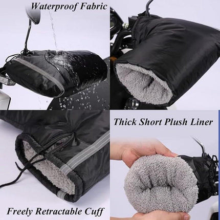 Hand Muffs - Extra Padded Cycling Gloves - Warm Gloves - Cycling Muffs - Scooter Gloves - Hand Warmers - Cycling Accessories - Winter - Windproof - Waterproof - Black.